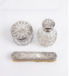 Conjunto tocador cristal plata (3 piezas)